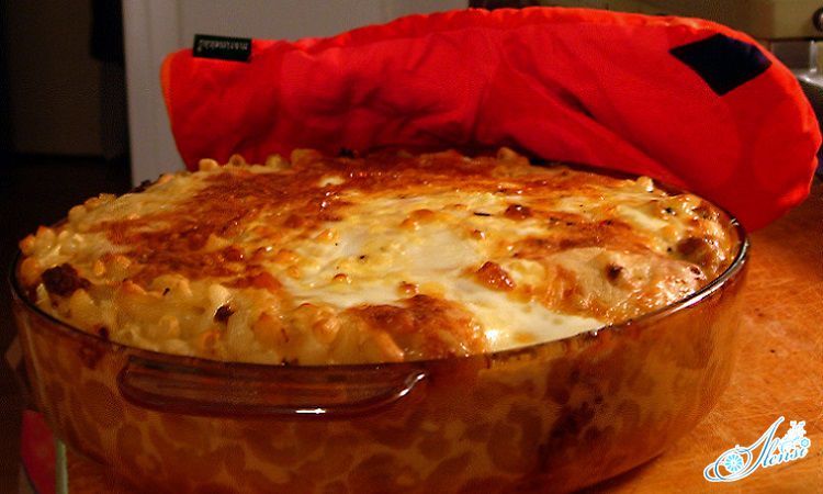 Запеканка из макарон с сыром и молоком