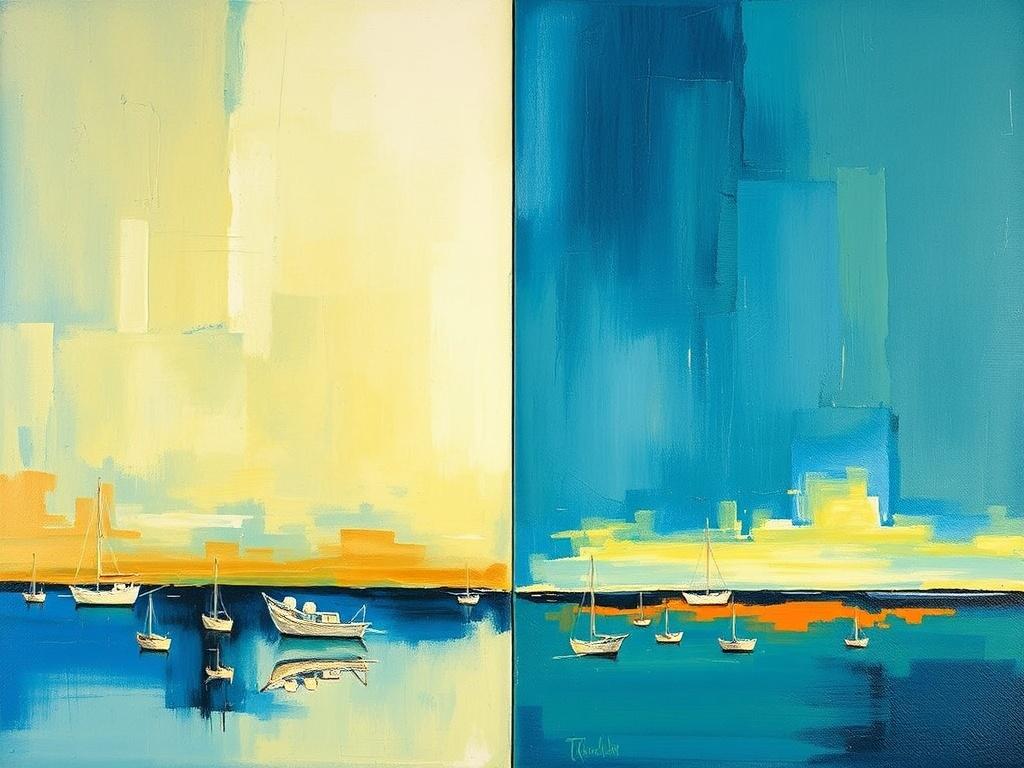 Vertical and horizontal paintingsфото